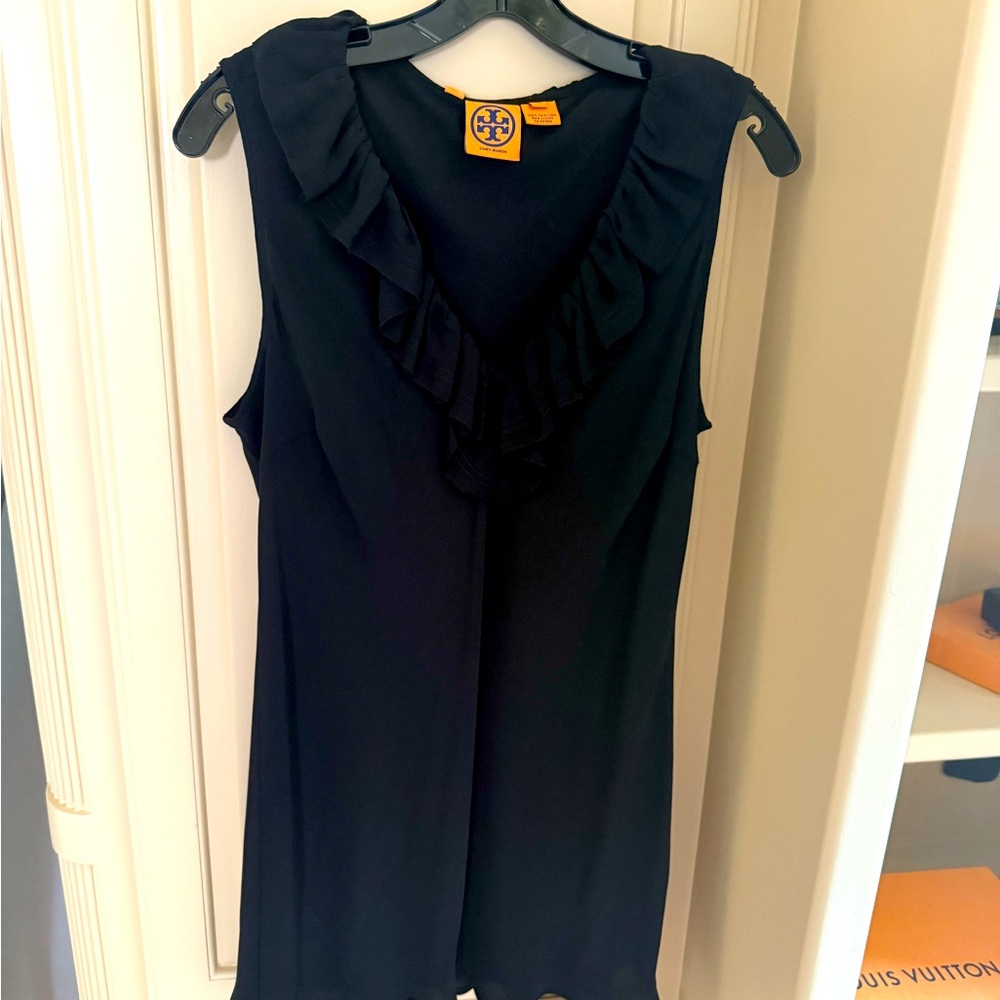 Tory Burch Elegant Black Ruffle Blouse